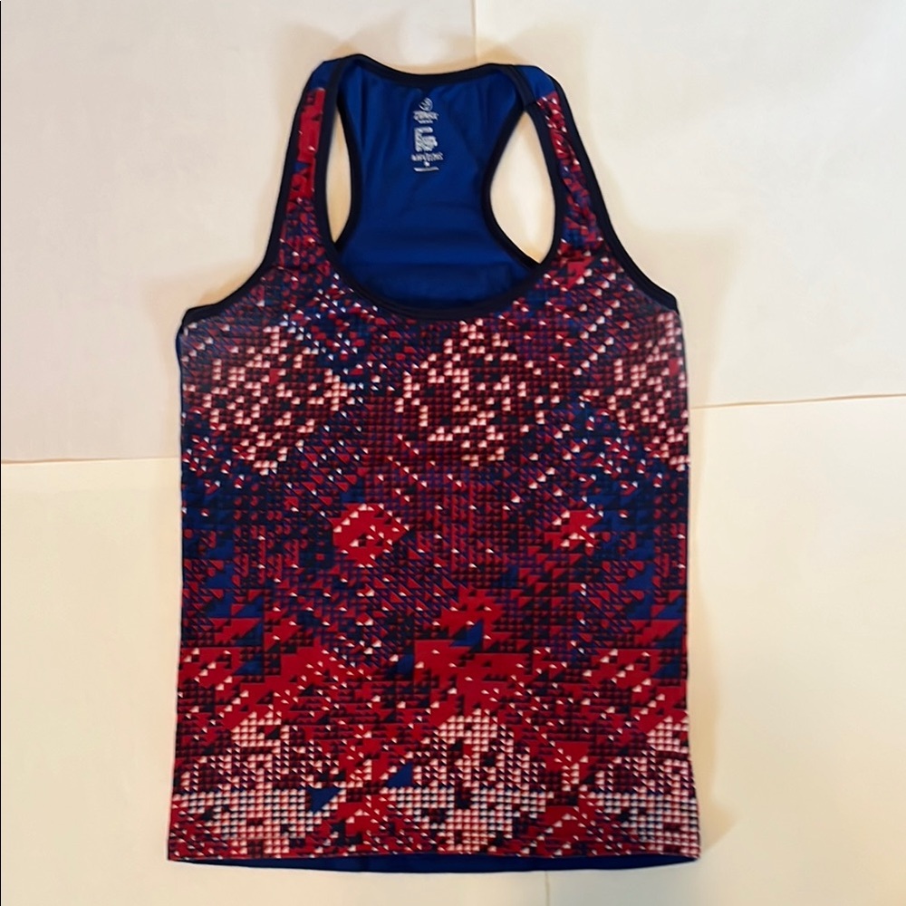 Zumba Fitness Vibrant Red and Blue Racerback Tank woman’s medium Zin instructor
